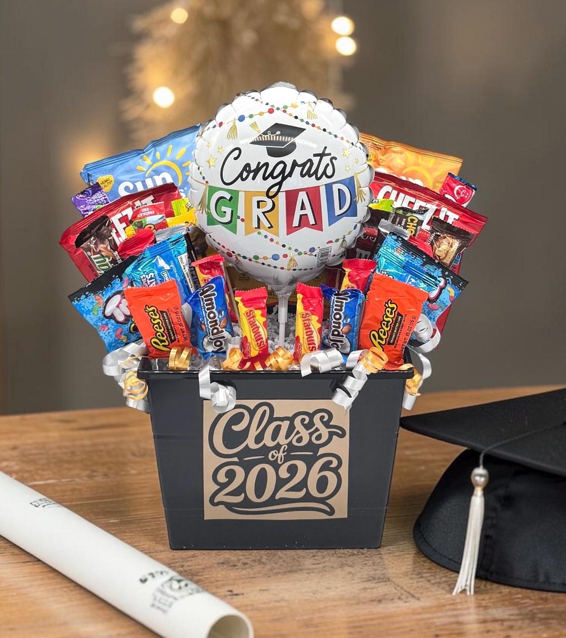 Snack Container Graduation Graduation Snack and Candy Bouquet, Graduation Gift of Snacks Candy and ...