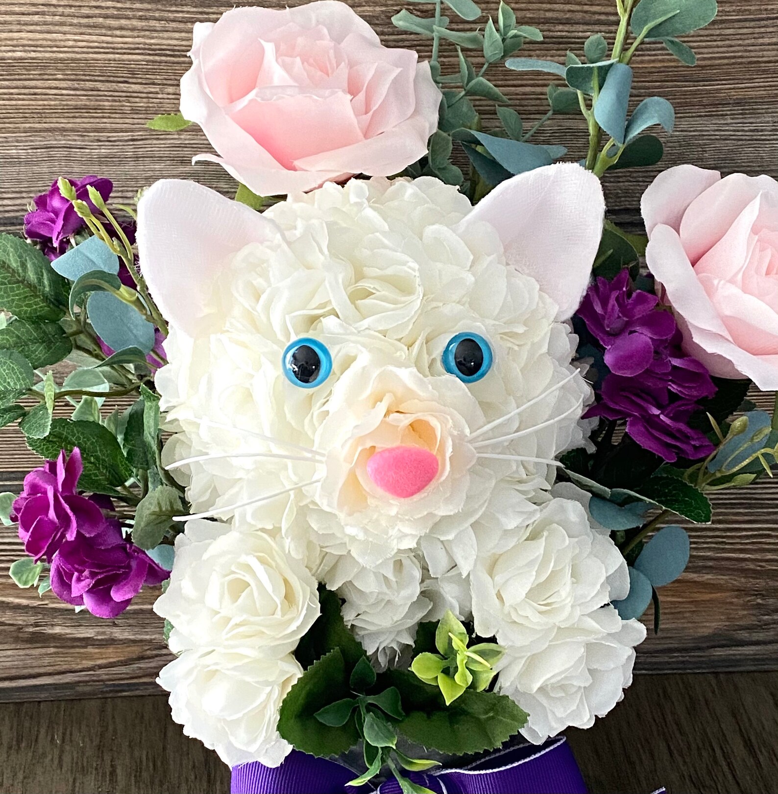 Cat Floral Arrangement Faux Floral Arrangement Animal Floral | Etsy
