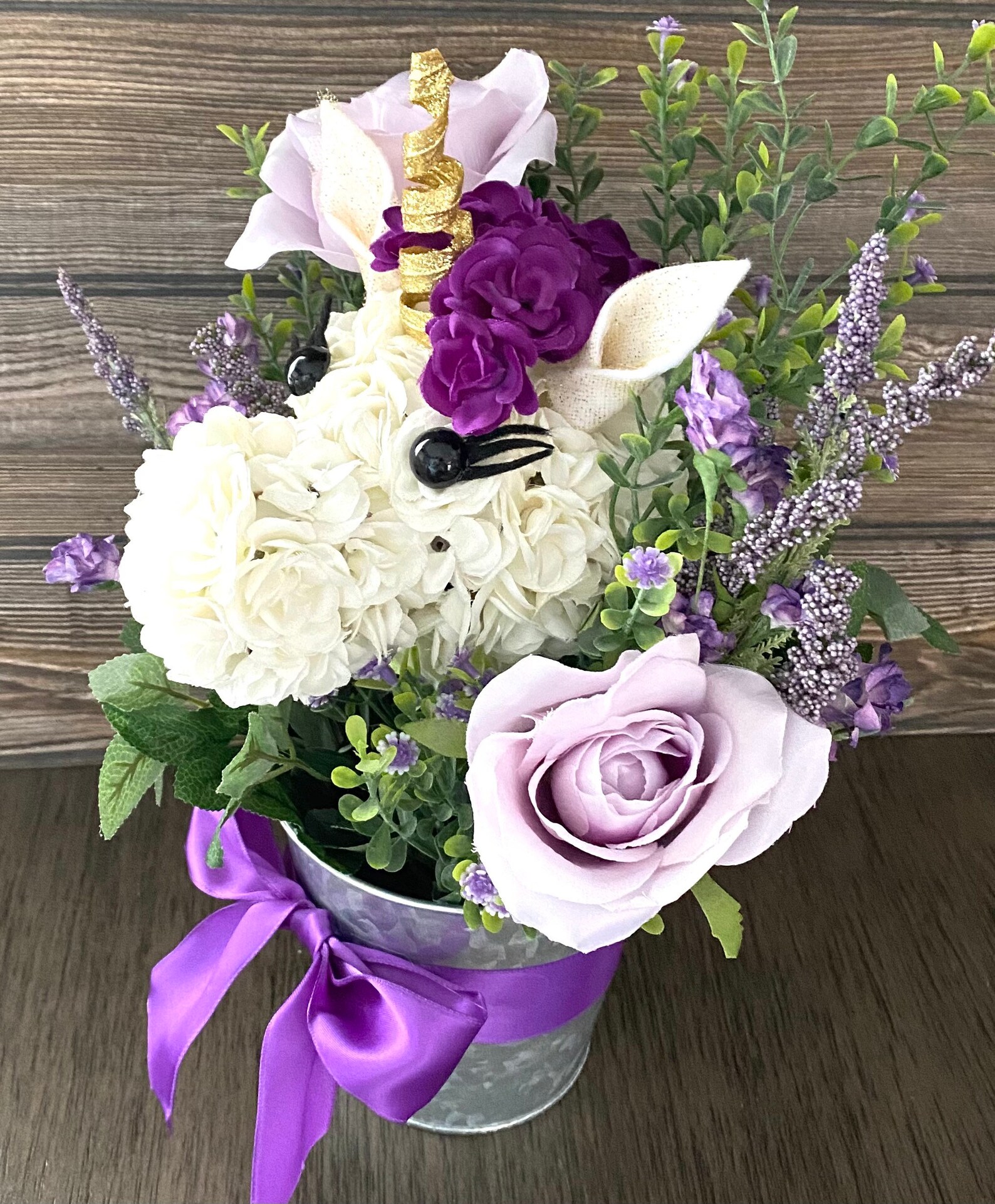 Unicorn Floral Arrangement Flower Arrangement Silk Floral Etsy