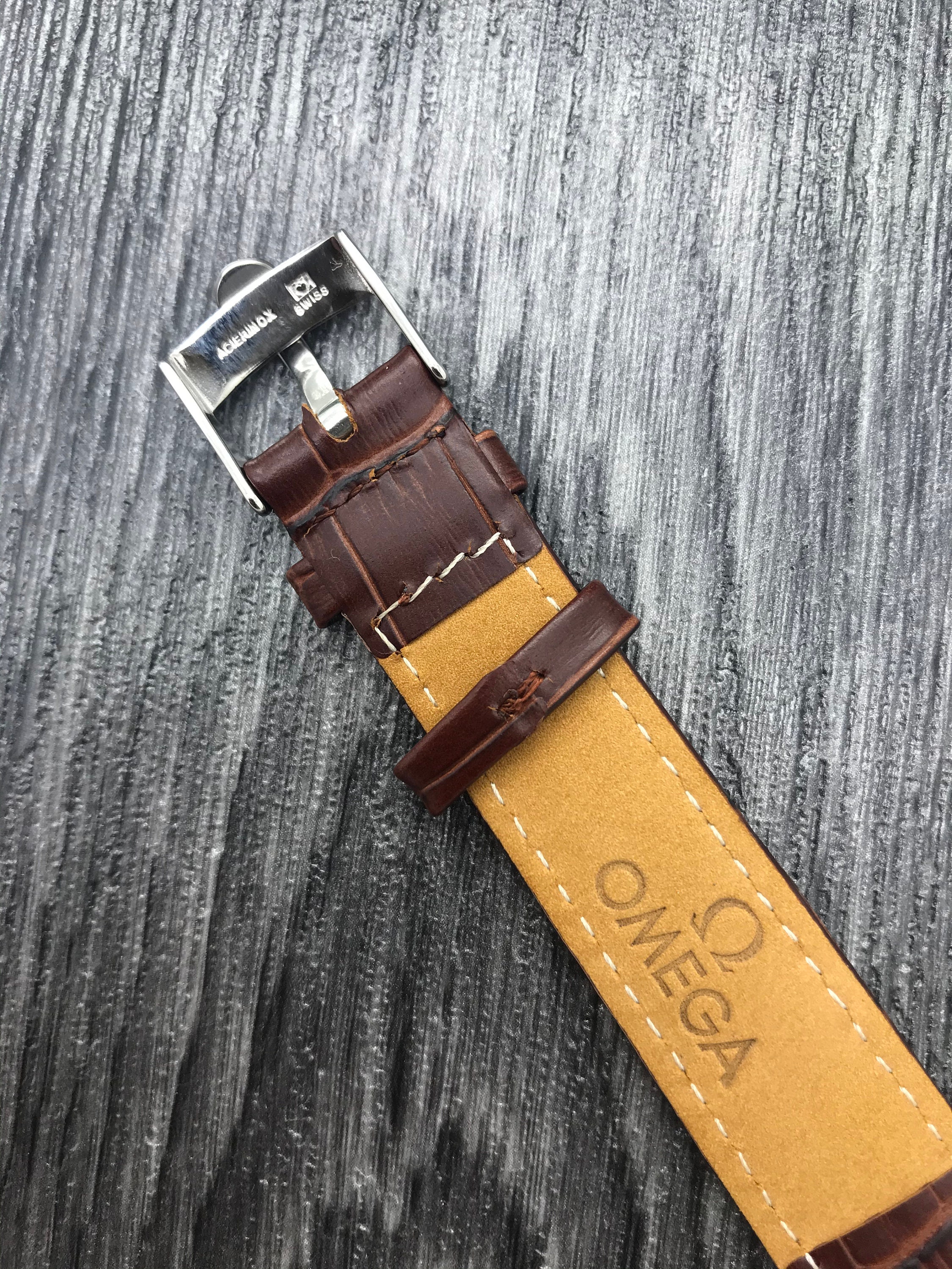 New Omega 18mm Genuine Leather Strap with Silver Buckle For Etsy