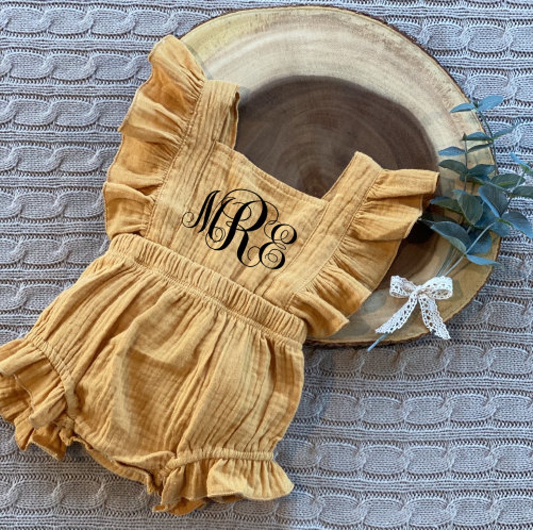 Adorable Baby Girl Romper / Summer Baby Girl Romper / Ruffled Baby Girl