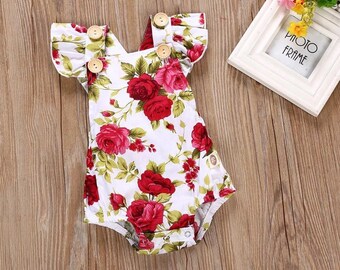 Baby Girl Romper Set, Floral Romper with matching Headband, Newborn Romper Baby Girl Outfits Baby Romper Newborn Girl Clothes Boho Baby Girl