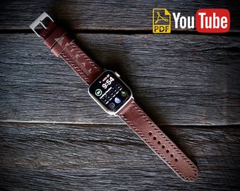 Modello cinturino in pelle per Apple Watch: 22 mm e 38-41 mm, tre lunghezze (modello PDF)