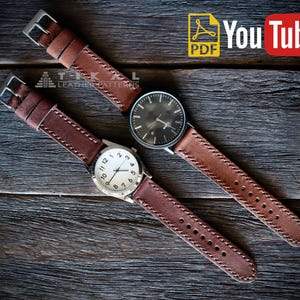 18mm and 20mm Classic watch strap pattern, Leather pattern, PDF Leather patt