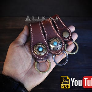 Leather Key Fob Pattern Set, Leather pattern pdf, Leather key ring pattern.