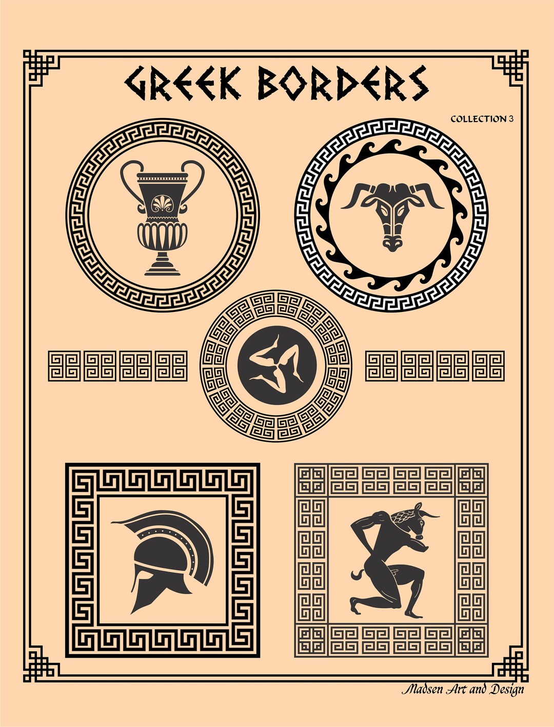 GREEK Border Medallion Pattern Collection 3, Ai. Cdr. Jpg. Pdf. Png ...