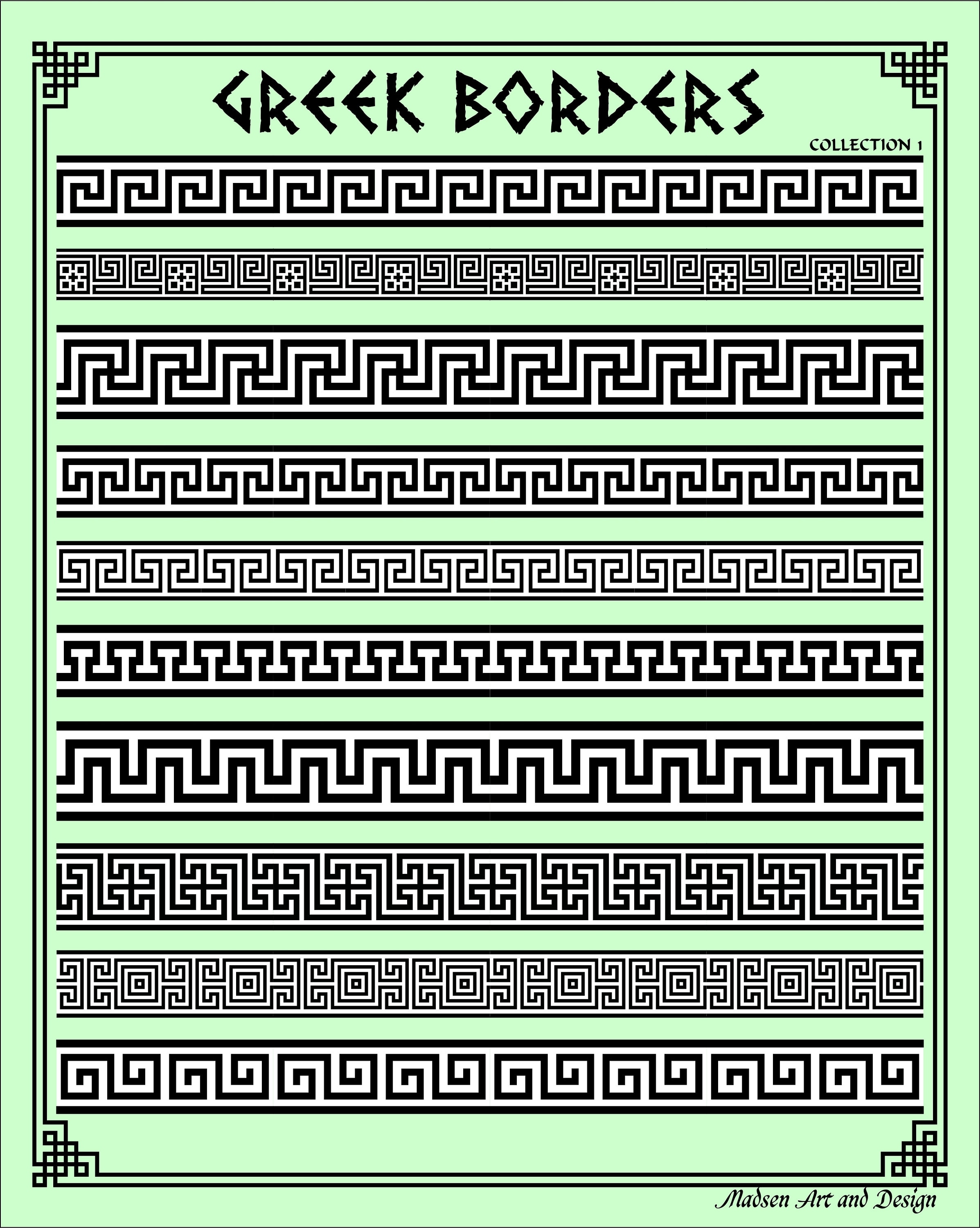 GREEK Border Pattern Collection 1 ai. cdr. jpg. pdf. png. Etsy
