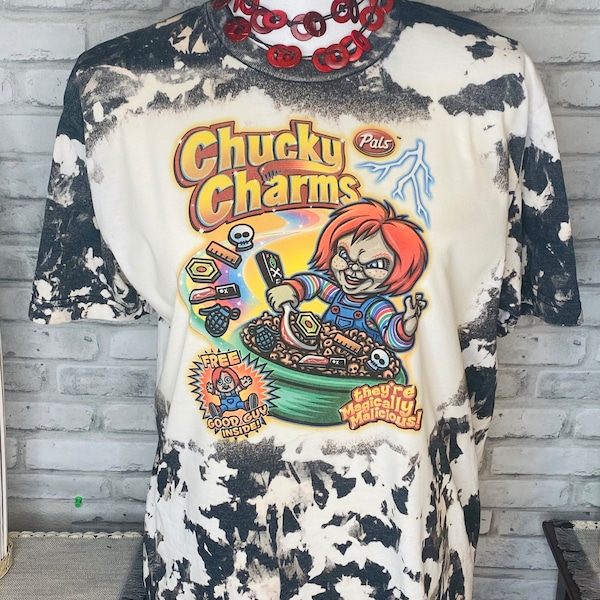 Chucky Charms Design Acid Wash Style Halloween T.