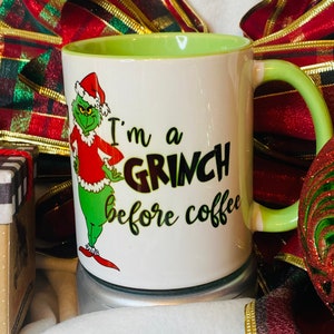 I am a Grinch before Coffee Iced Coffee Cup, Glass Beer Can, Bamboo Li –  Cloud Nine Designs LLC