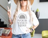 Model Mockup White Bella Canvas 3001 T-Shirt Digital JPG Tee Mockup
