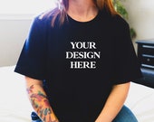 Bella Canvas 3001 Black T-Shirt Mockup, Model Mockup, Unisex Adult Tee