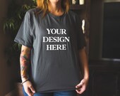 Bella Canvas 3001 Asphalt T-Shirt Mockup, Model Mockup, Unisex Adult Tee