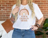 Model Mockup White Bella Canvas 3001 T-Shirt Digital JPG Tee Mockup