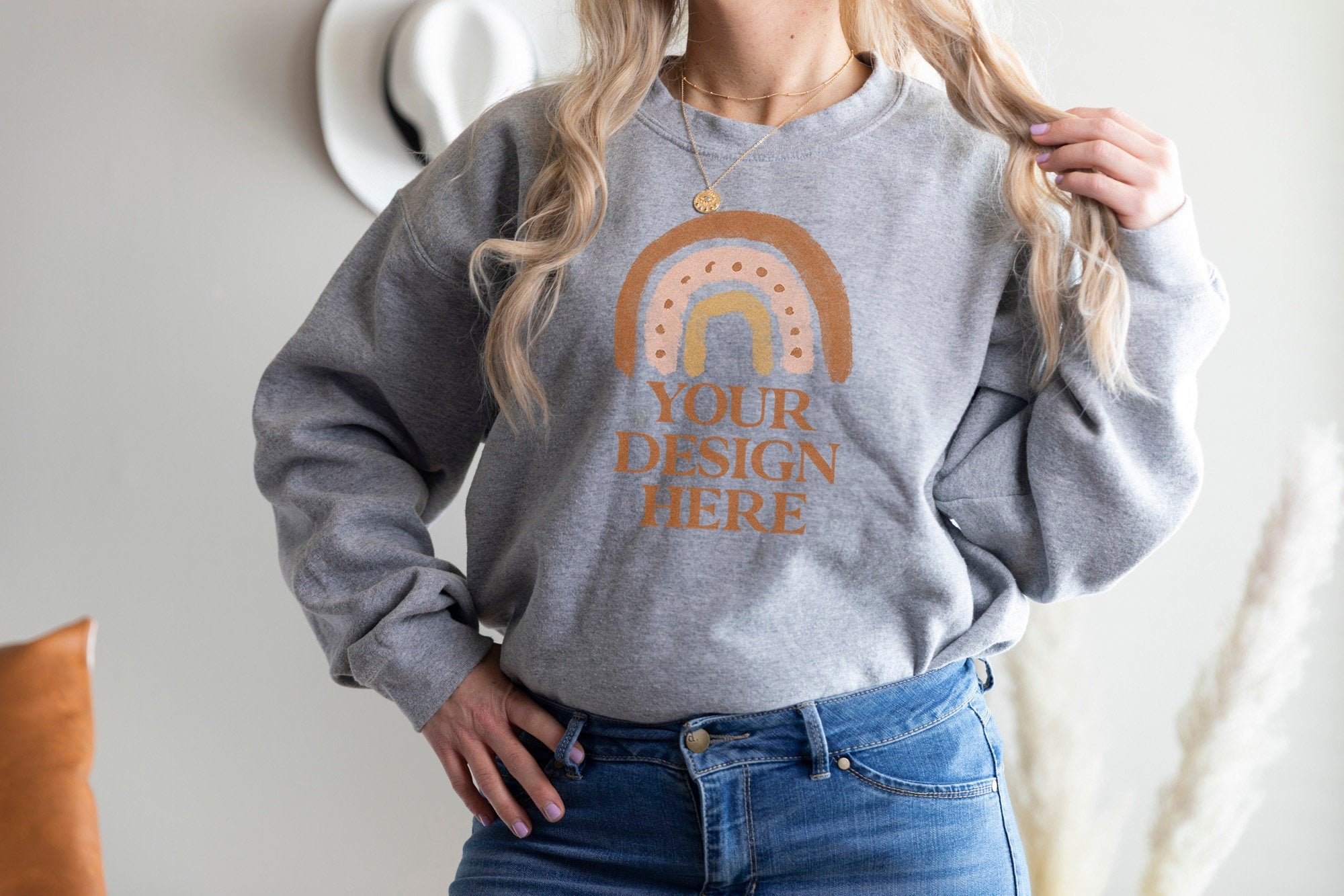 Gildan 18000 Sport Grey Sweatshirt Mockup Model Mockup - Etsy UK