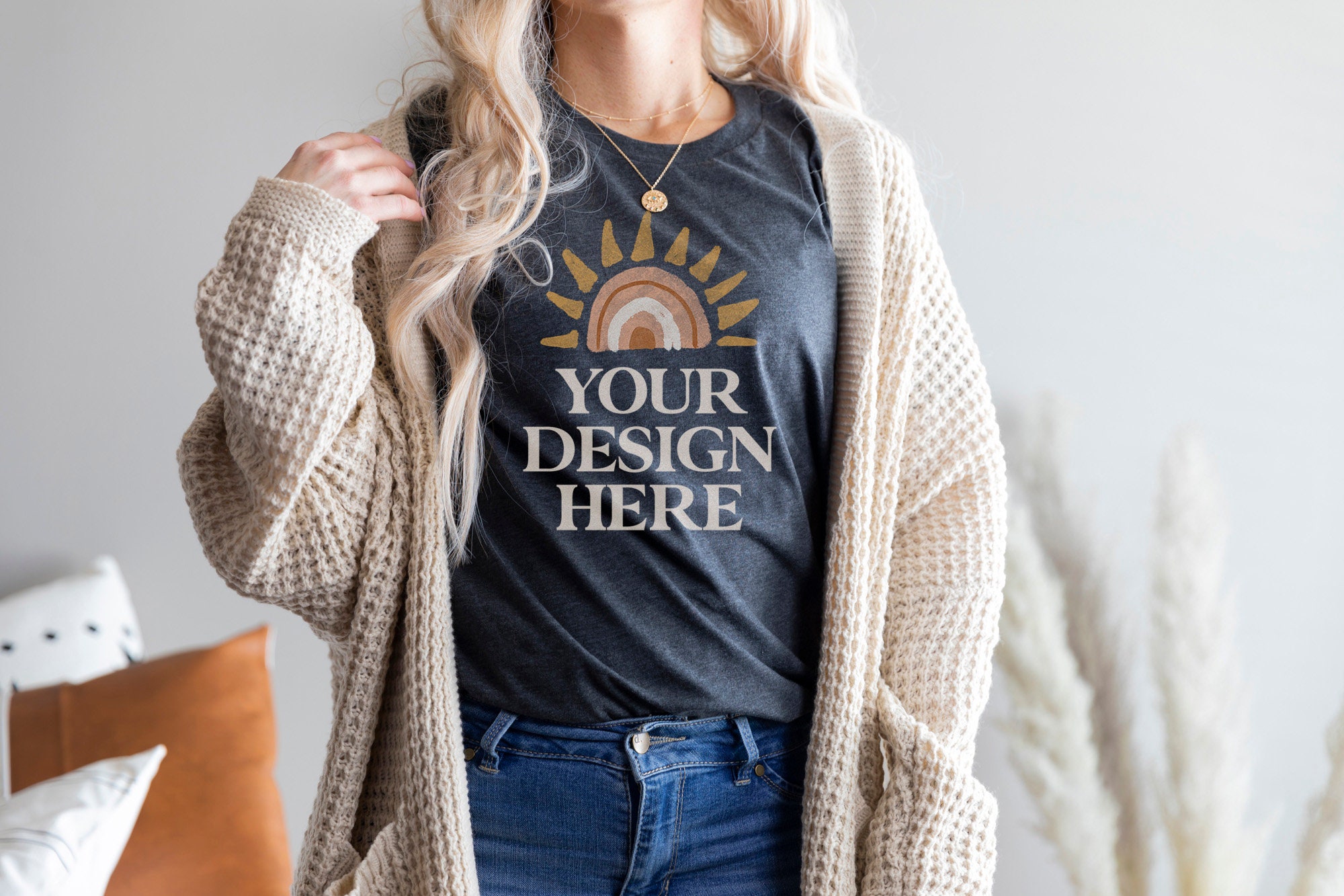 Bella Canvas 3001 Dark Grey Heather Unisex T-shirt Mockup | Etsy