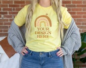 Model Mockup Yellow Bella Canvas 3001 T-Shirt Digital JPG Tee Mockup