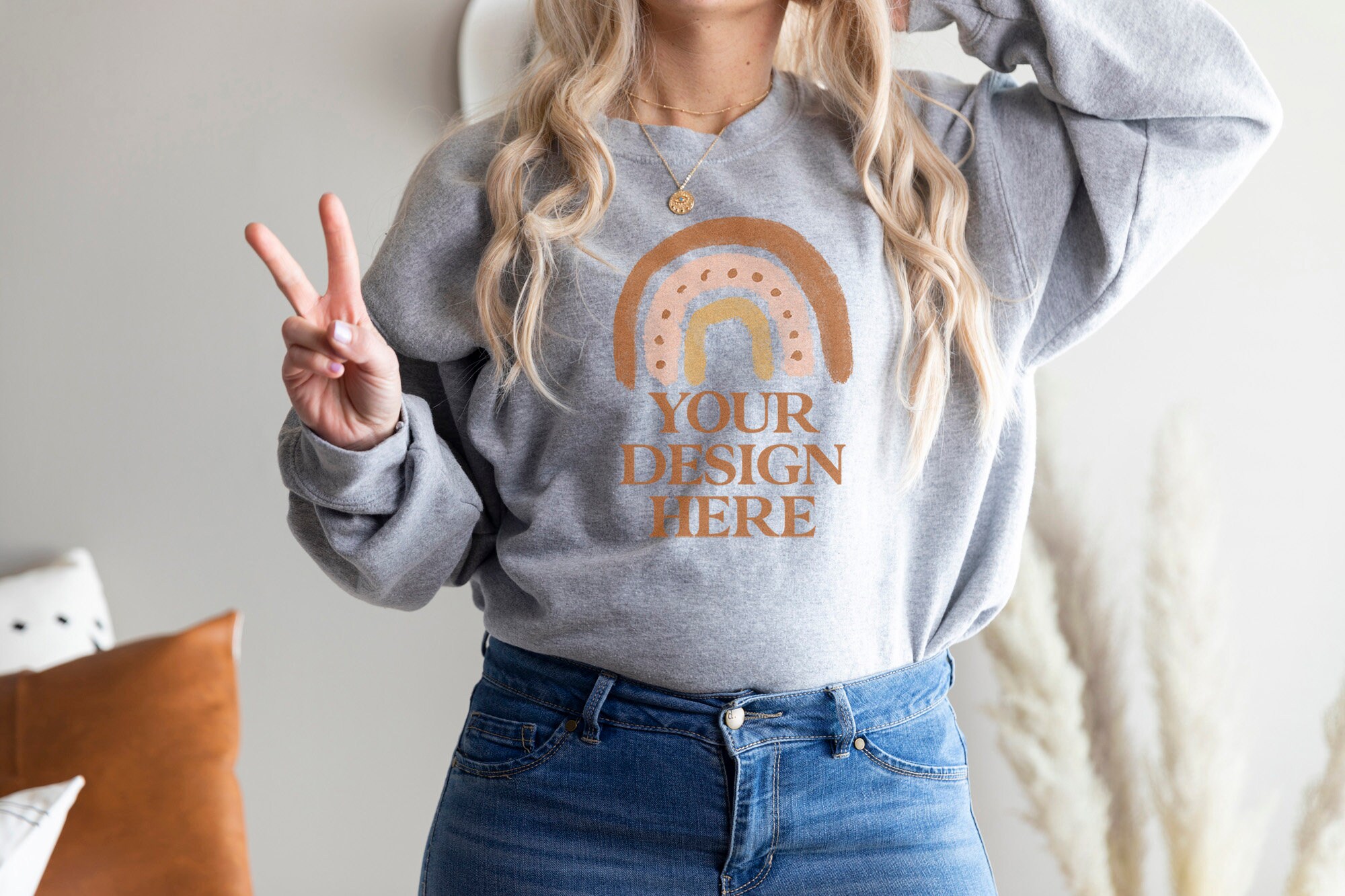 Gildan 18000 Sport Grey Sweatshirt Mockup Model Mockup | Etsy