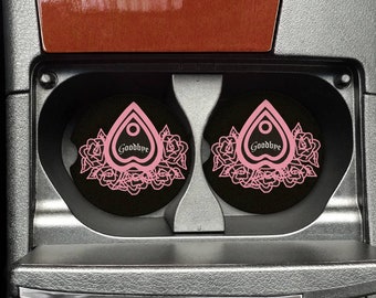 Goth car accessories, Ouija Planchette, floral witch car coaster set of 2, Car cup holder, accessories women gift, Halloween car decor