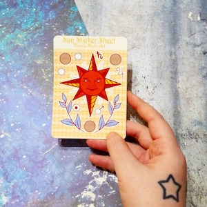 Impression du soleil céleste, Soleil du désert, Astrologie Bujo Planner, Feuille d’autocollants de tarot, Feuille d’autocollants cosmiques, Hippie psychédélique spirituelle