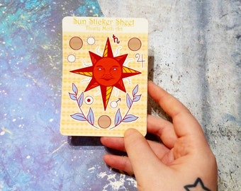 Celestial Sun Print, Desert Sun, Bujo  Planner Astrology, Tarot Sticker sheet, Cosmic Sticker Sheet, Spiritual Psychedelic Hippie