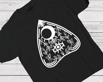 Planchette ouija shirt, botanical  Wicca tee, goth tshirt, cute witch clothing, alt metal aesthetic, tarot gifts, forest witch dark academia