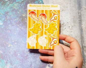 Cottage Core Sticker sheet, Mushroom Stickers, forest, nature, bujo planner sticker, Mushroom notebook sticker, hobonichi sticker