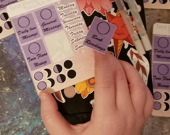 Tarot tracker Stickers,  Witch Planner, Witchy, witchy sticker pack, Witch planner Stickers,  Pegan Planning, Tarot card stickers for laptop