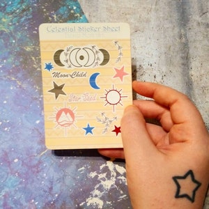 Pack d’autocollants de planificateur de lune céleste, Desert Vibes, bande Washi de lune céleste, autocollant boho, autocollants de journal de tarot, autocollants cosmiques