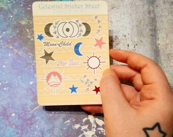 Celestial Moon planner sticker pack, Desert Vibes, Celestial Moon Washi Tape, bohemian  sticker, tarot journal stickers, Cosmic Stickers