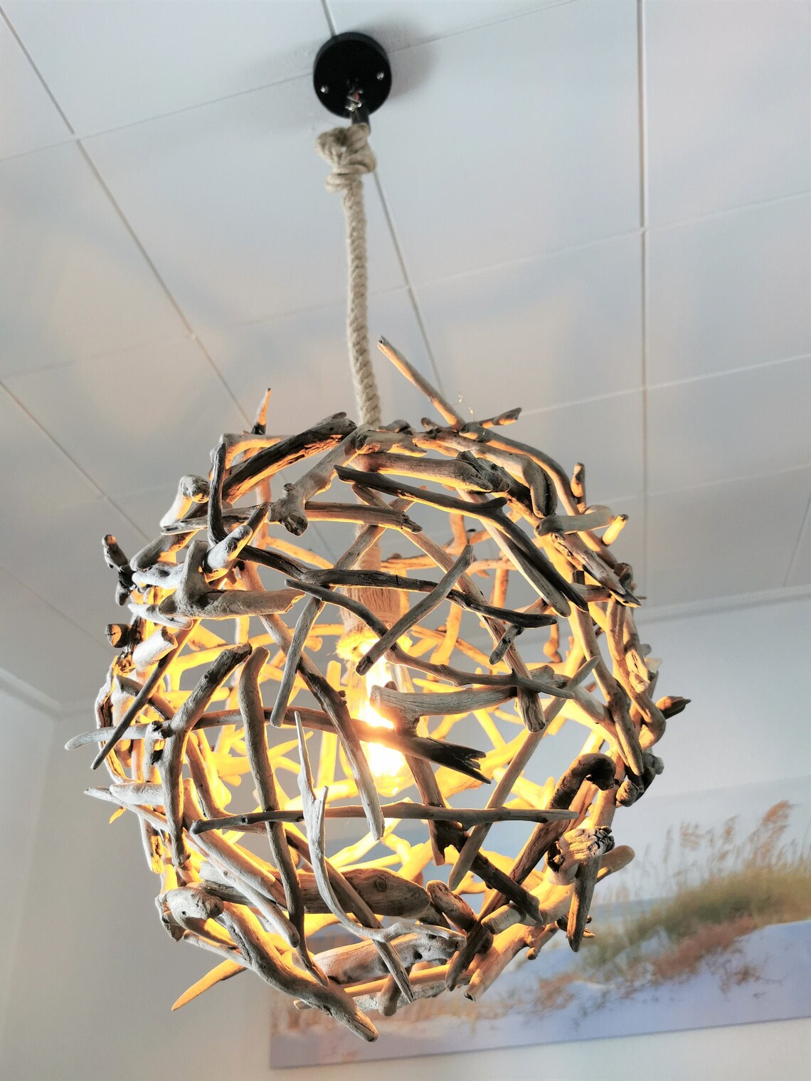 Deckenleuchte aus Treibholz von der Insel Rügen | Etsy