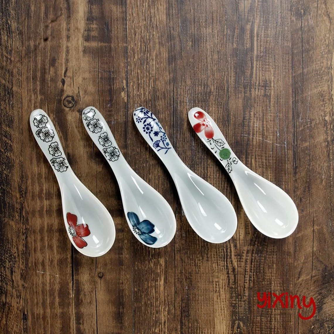 NEW 5 Pcs 14.54cm Ceramic Spoons Japanesestyle Underglaze Etsy
