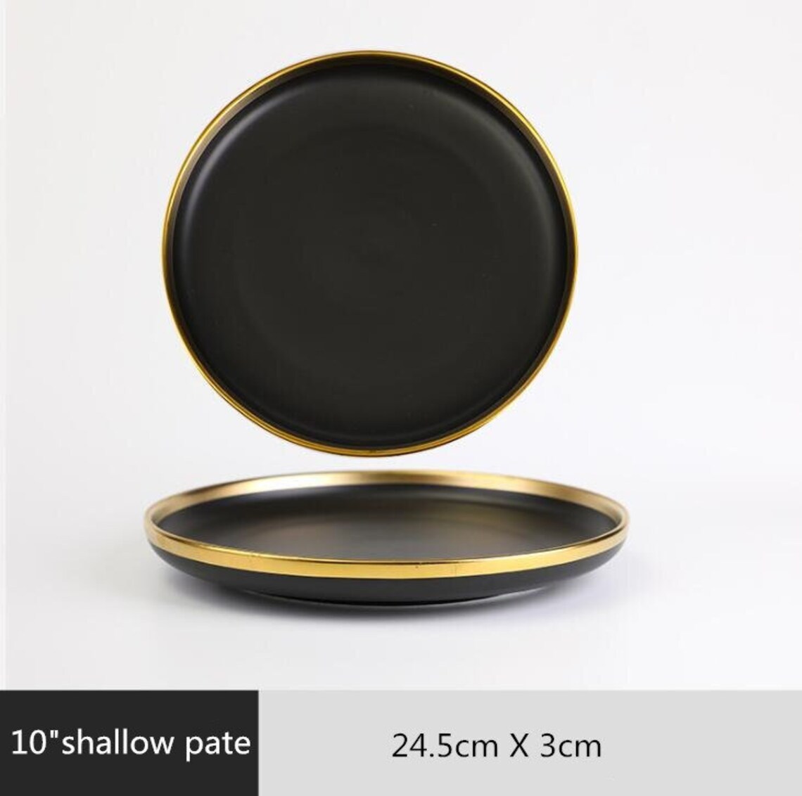 NEW Gilt Rim Black Porcelain Dinner Plate Set Kitchen Plates Etsy