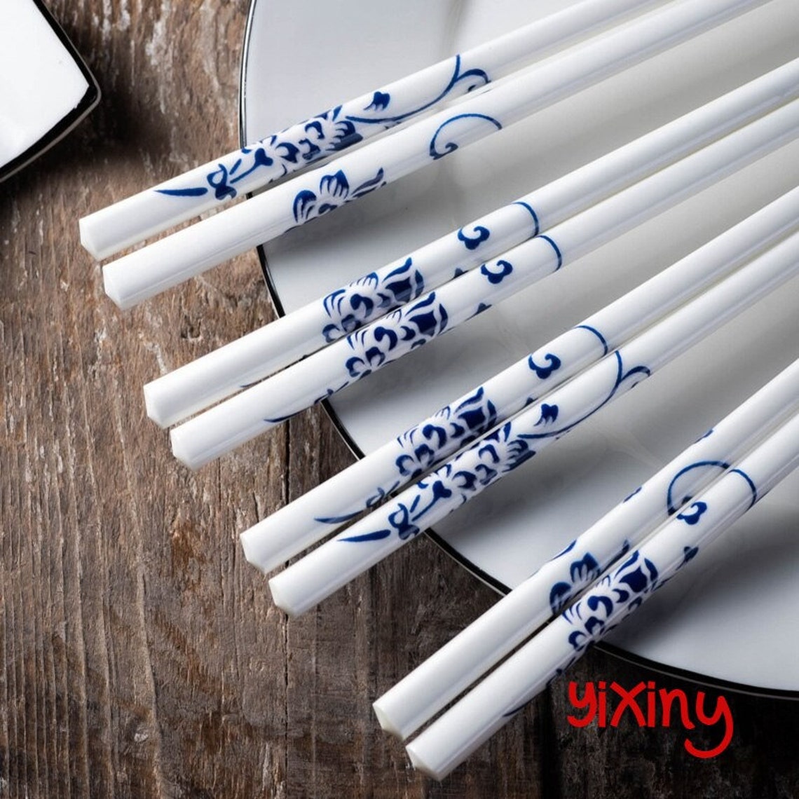 NEW 10 pairs/set Blue and White Design Ceramic Chopsticks Etsy