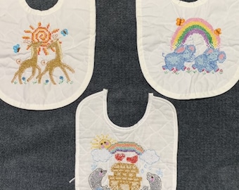 Noah's Ark Themed Baby Bibs - Handstitched