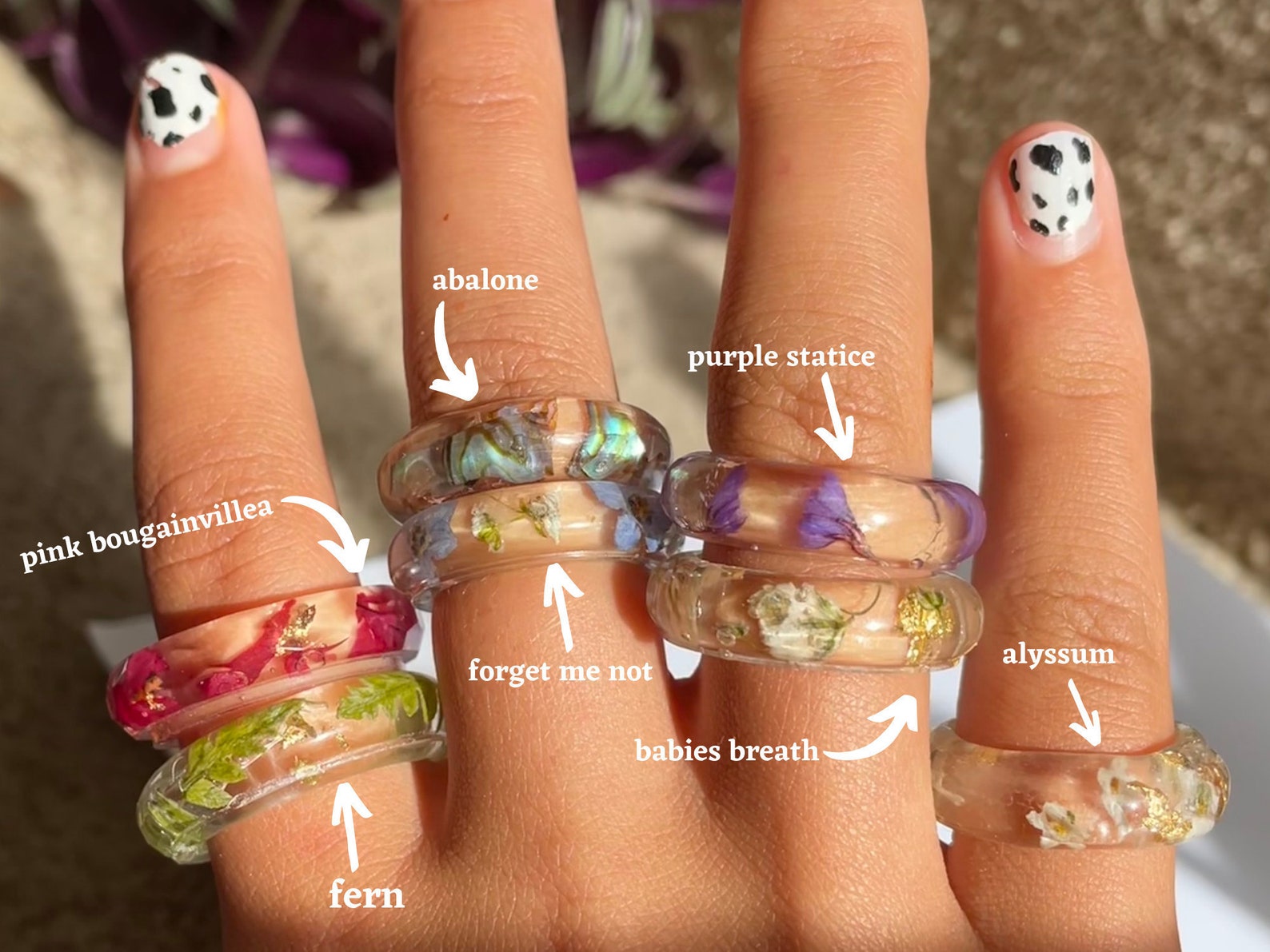 Pressed Flower Rings. Resin Flower Rings. Real Flower Ring. Etsy