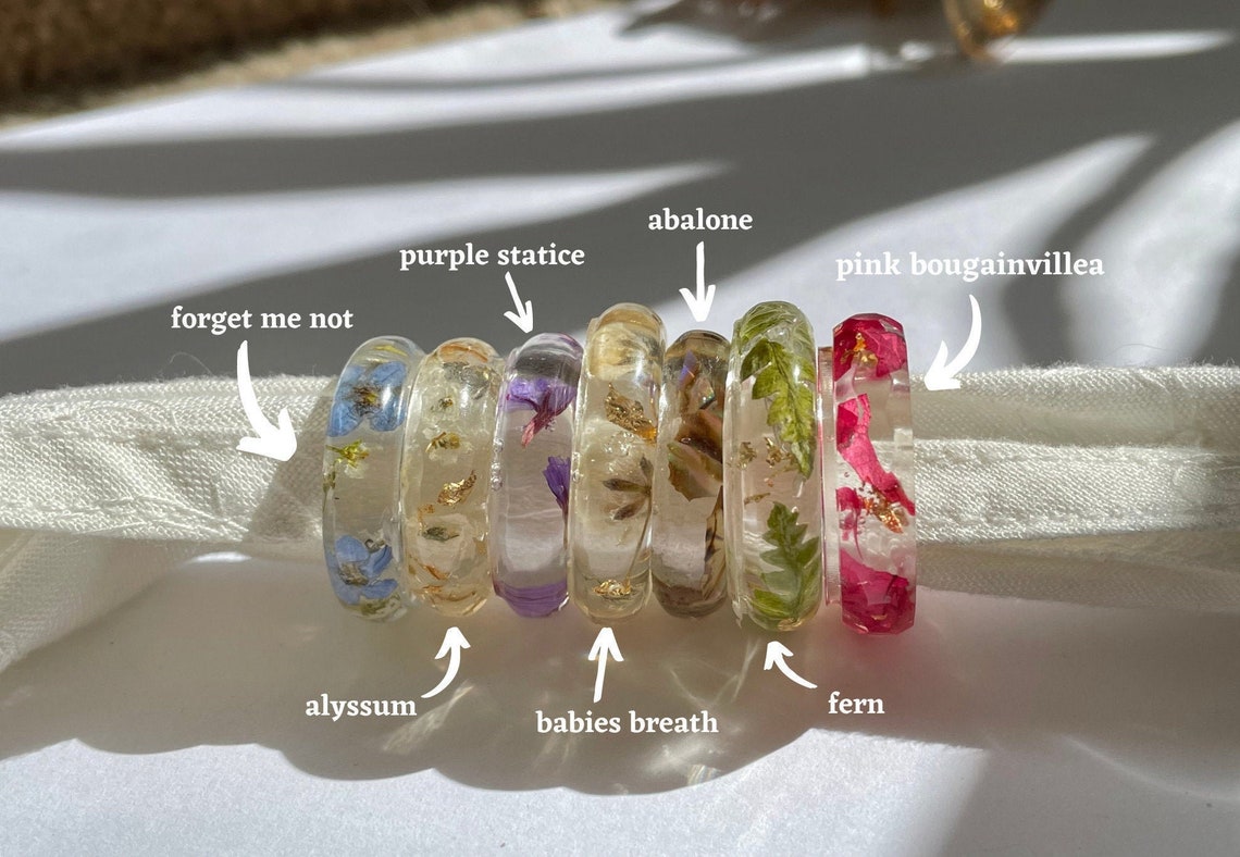 Pressed Flower Rings. Resin Flower Rings. Real Flower Ring. Etsy