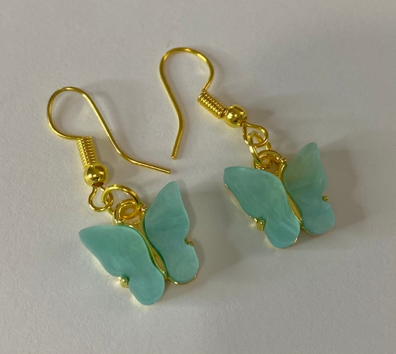 Gold Plated Butterfly Dangle Earrings