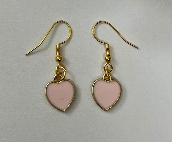 Pink Heart Dangle Earrings