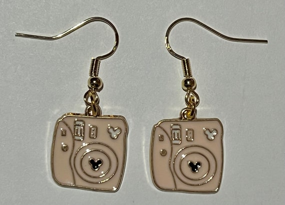 Pink Camera Earrings