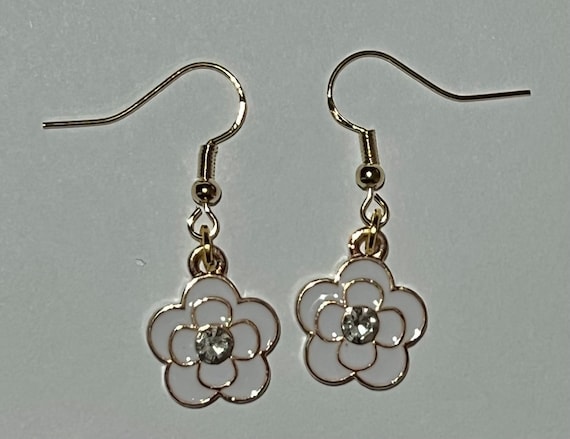 White Flower Earrings