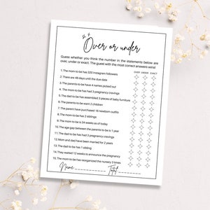 Baby Shower Game Over or Under Baby Shower Game Template Minimalist ...