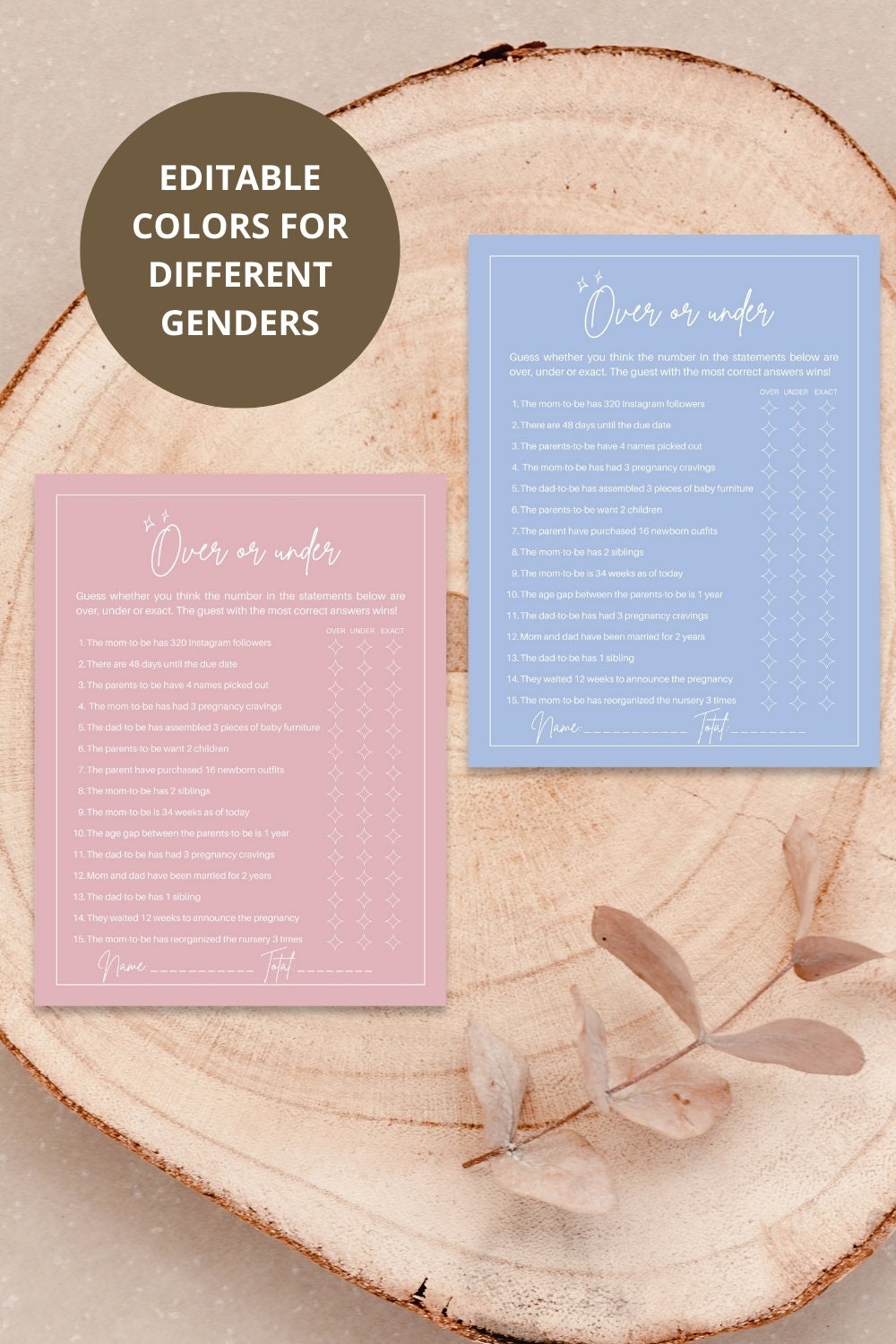 Baby Shower Game Over or Under Baby Shower Game Template Minimalist ...