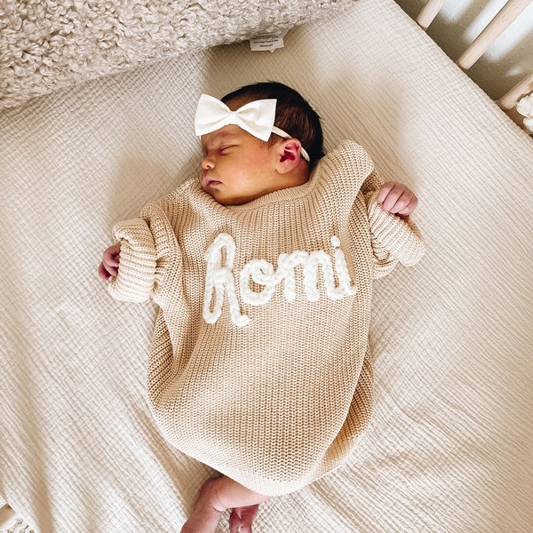 Customizable Embroidered Baby and Toddler Sweater, Baby Name Knit Sweater, Birth Announcement, personalized Baby Shower gift