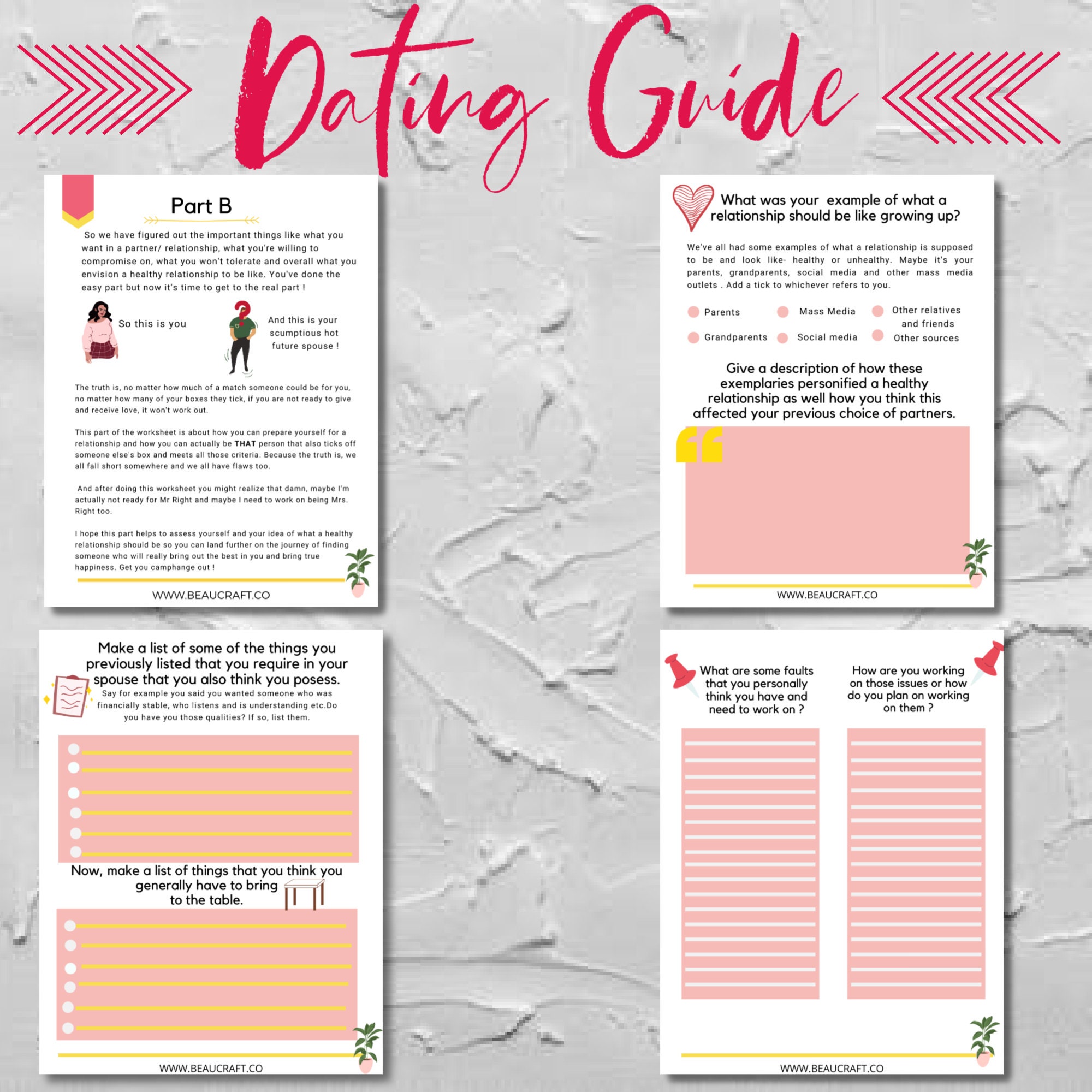 Dating Guide and Relationship planner Printable Worksheet for | Etsy