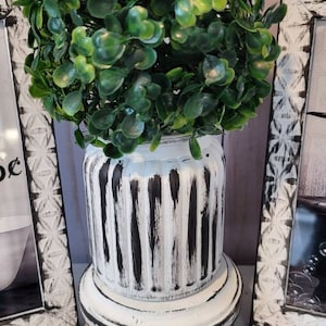 Black & White Distressed Glass Vase | Faux Greenery Topiary Plant | Farmhouse Decor | Kitchen Decor | Tier Tray Decor