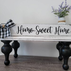 12"x2"x2" Distressed Home Sweet Home Sign | Buffalo Check Decor | Farmhouse Wooden Wall Hanging | Farmhouse Decor | Door Hanger Sign