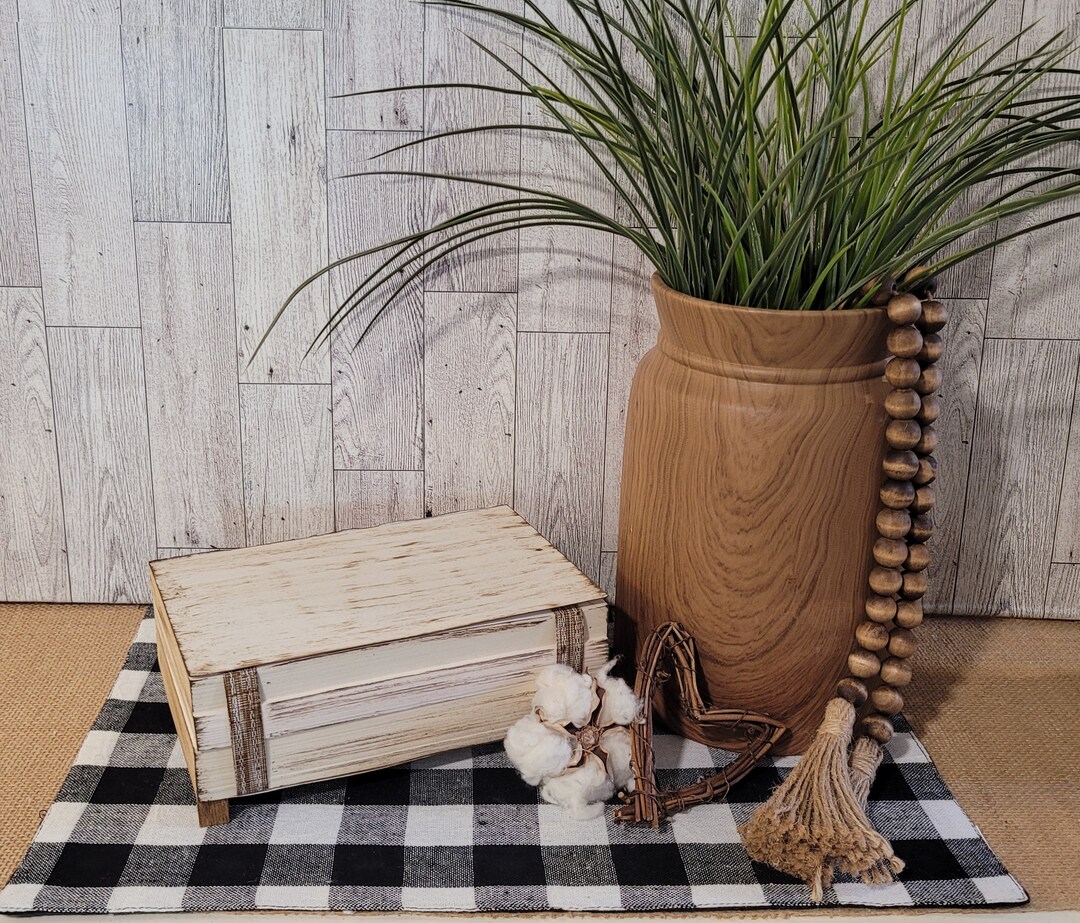 Rustic Distressed Book Stack Riser Rustic Country Farmhouse Tier Tray ...