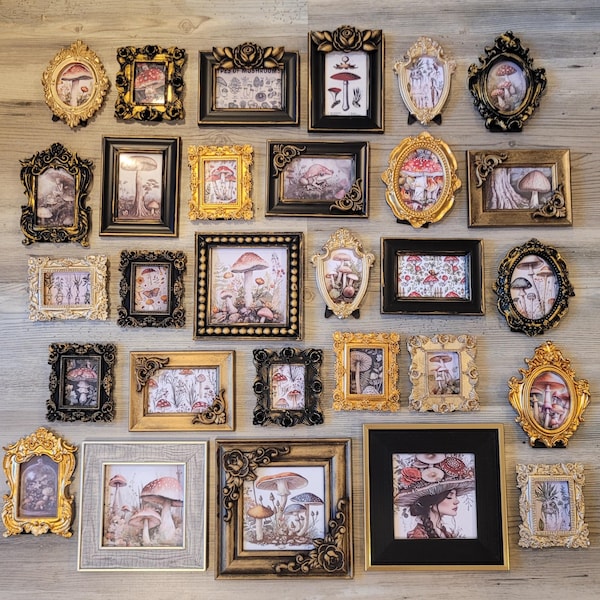 Mini Picture Frames: Gold Ornate, Moody, Dark Academia, Gallery Wall, Maximalist, Small, Tiny, Miniature