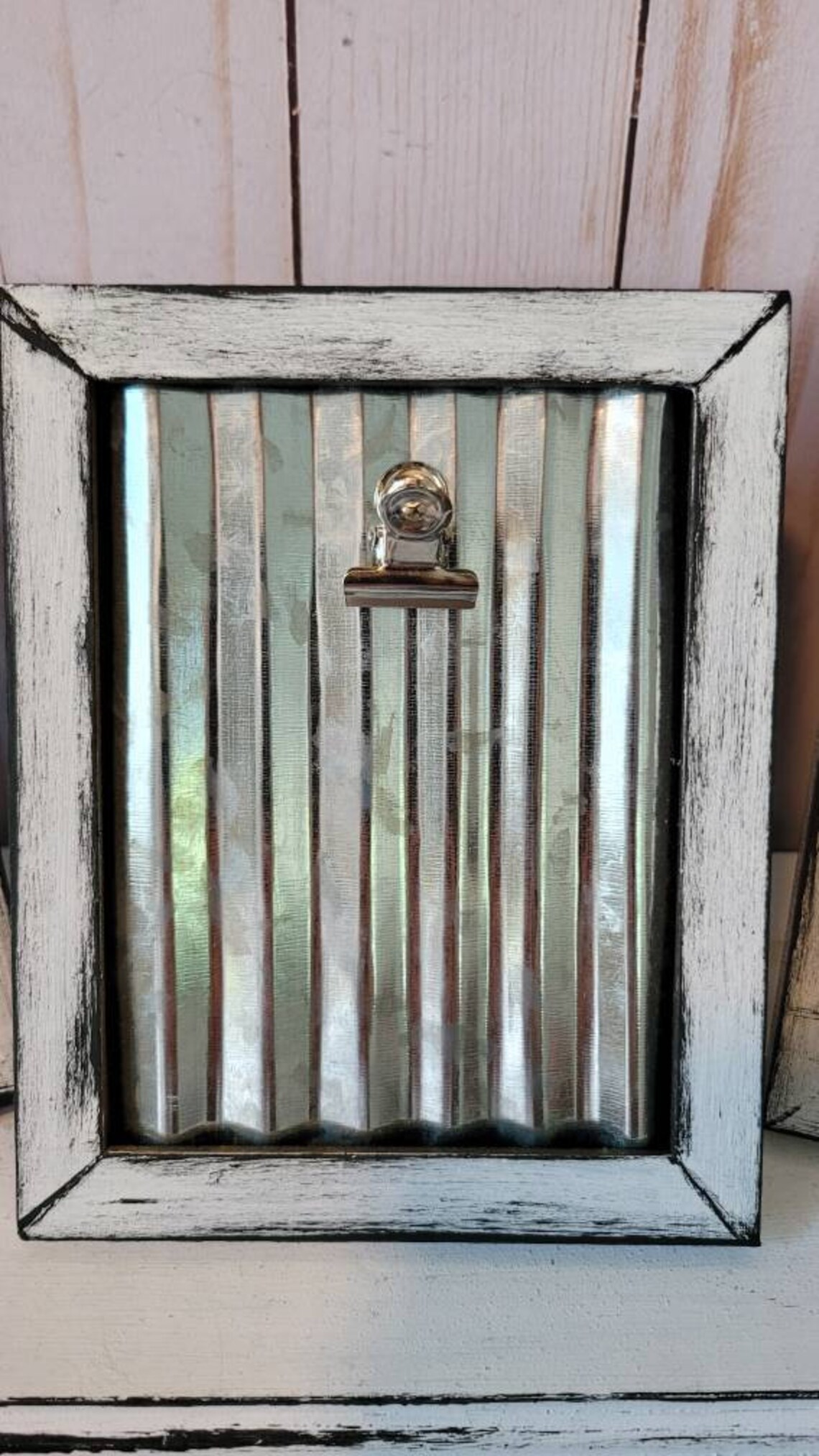 Galvanized Metal Picture Frame Tier Tray Decor Rustic Etsy