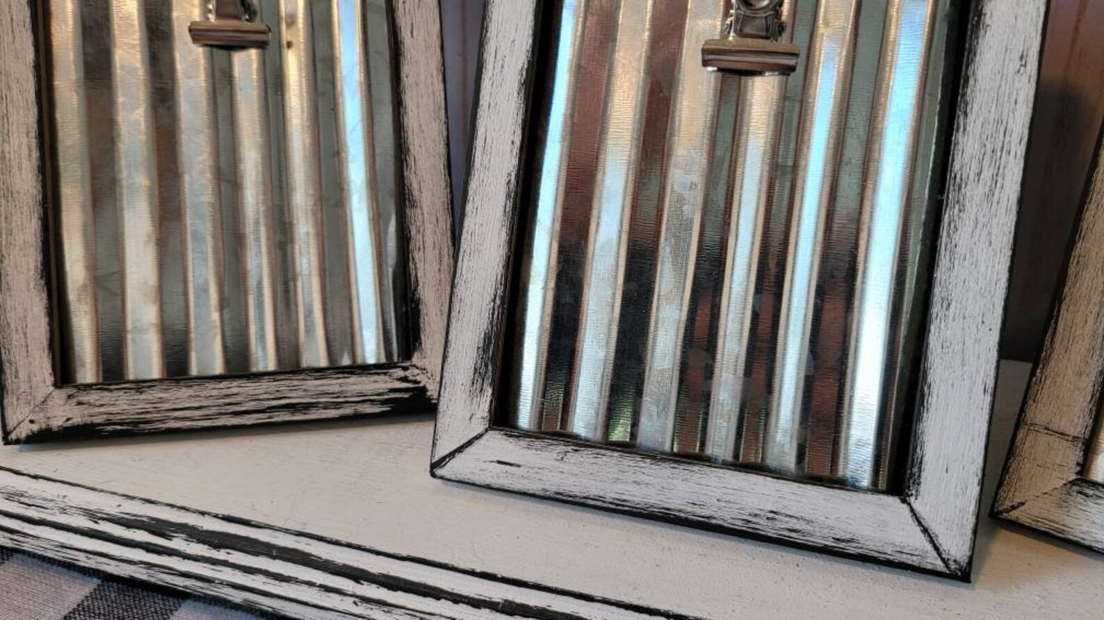 Galvanized Metal Picture Frame Tier Tray Decor Rustic Etsy